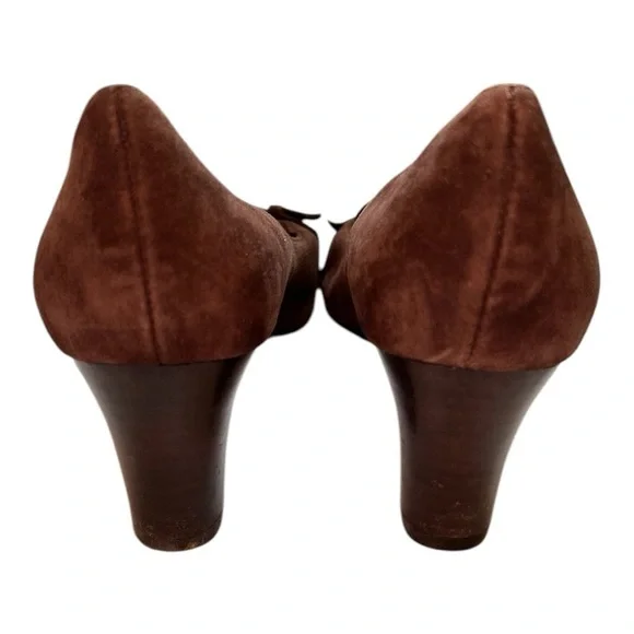 Vintage Etienne Aigner brown suede block heel pumps loafers - Picture 6 of 9